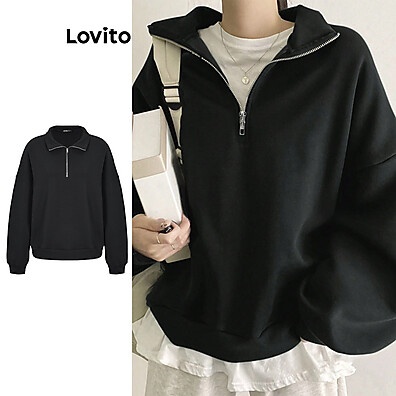 Lovito Moletom Casual com Zíper Liso – Conforto e Estilo na Medida Certa