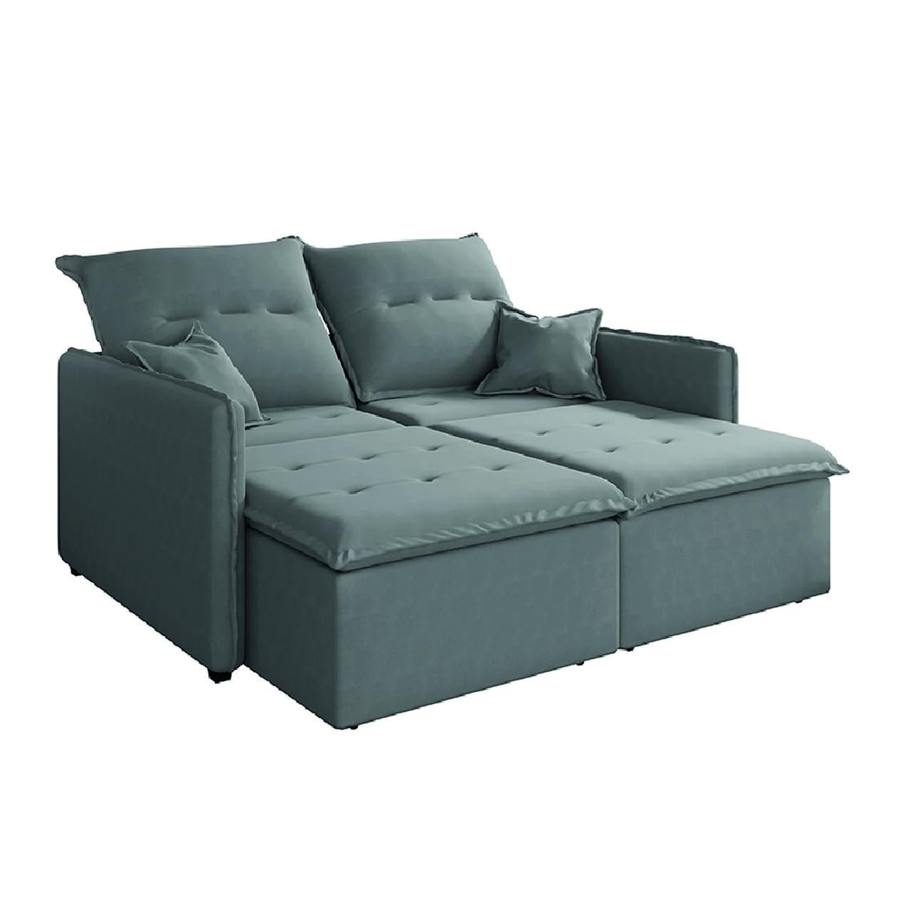 Sofá Cama Retrátil e Reclinável 2m 3 Lugares com Molas Glamour Veludo Cinza - Conforto e Versatilidade em um Só!