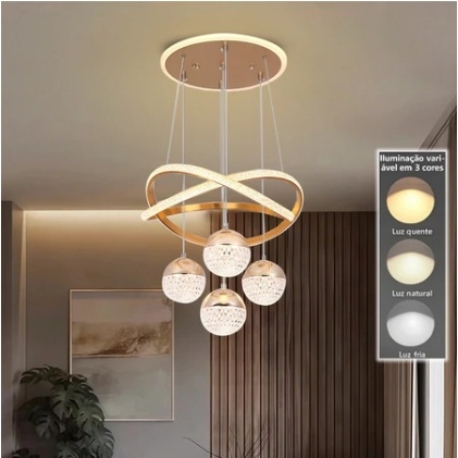 Lustre 3 Cores em 1 para Sala e Quarto Moderno