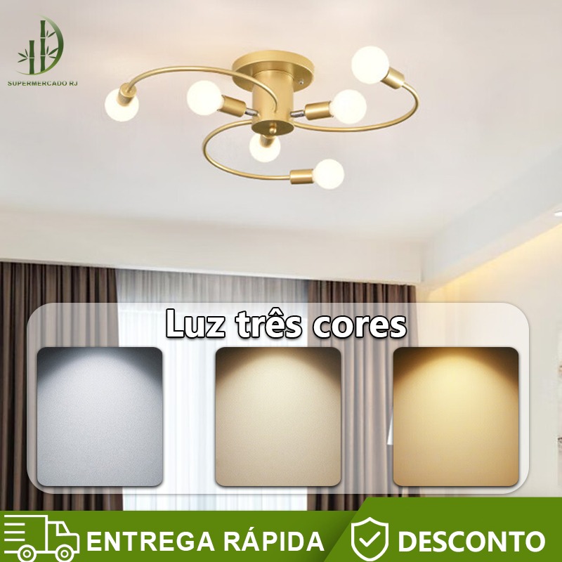 Lustre Pendente Nórdico de Ouro Antigo para Decoração Moderna
