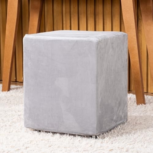 Capa de Puff Quadrado em Veludo Suede - Proteção Luxuosa com Elástico Ajustável