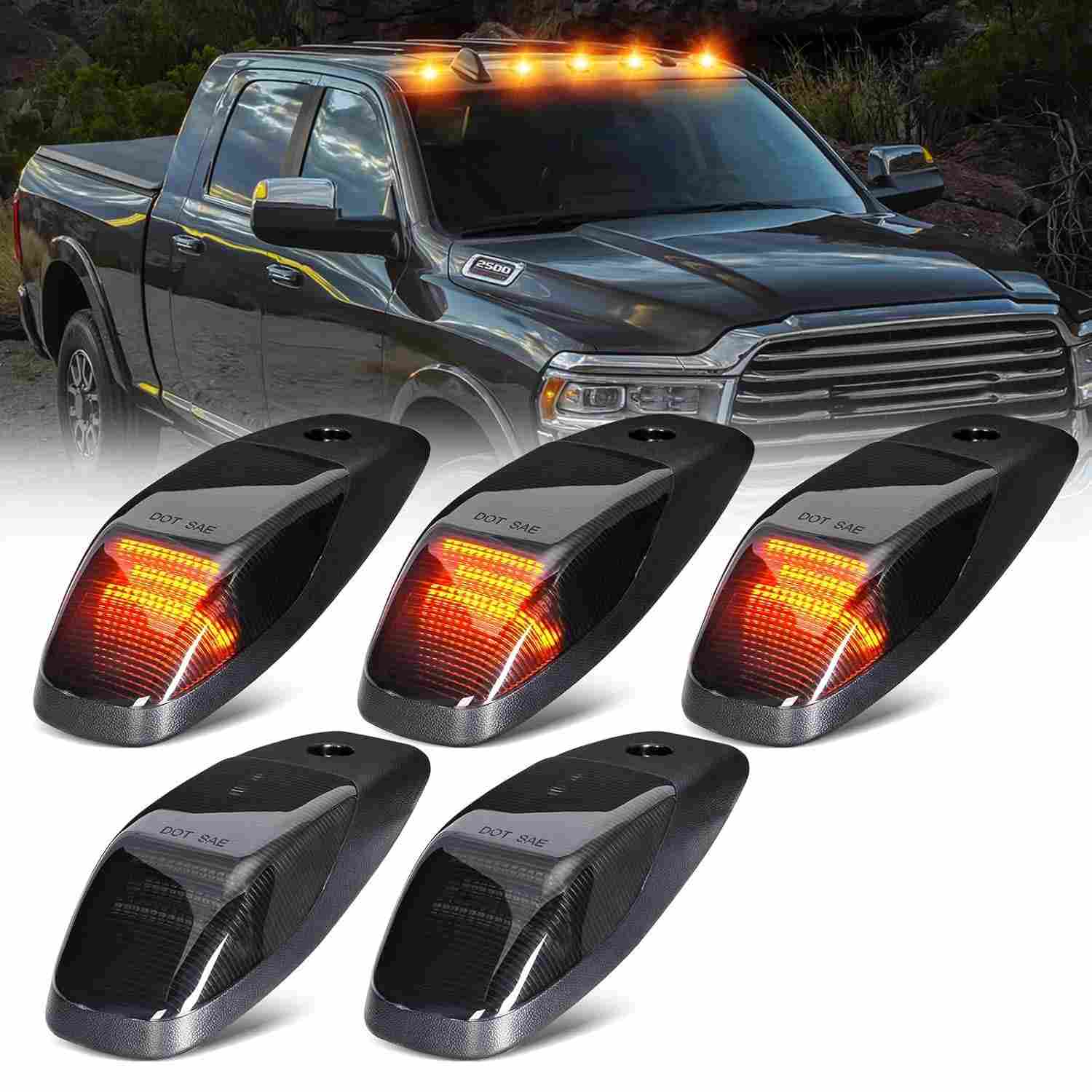 Kit 5 Luzes de Teto LED Fumê para Ram 2500/3500/4500/5500 2019-2024 - Segurança e Estilo