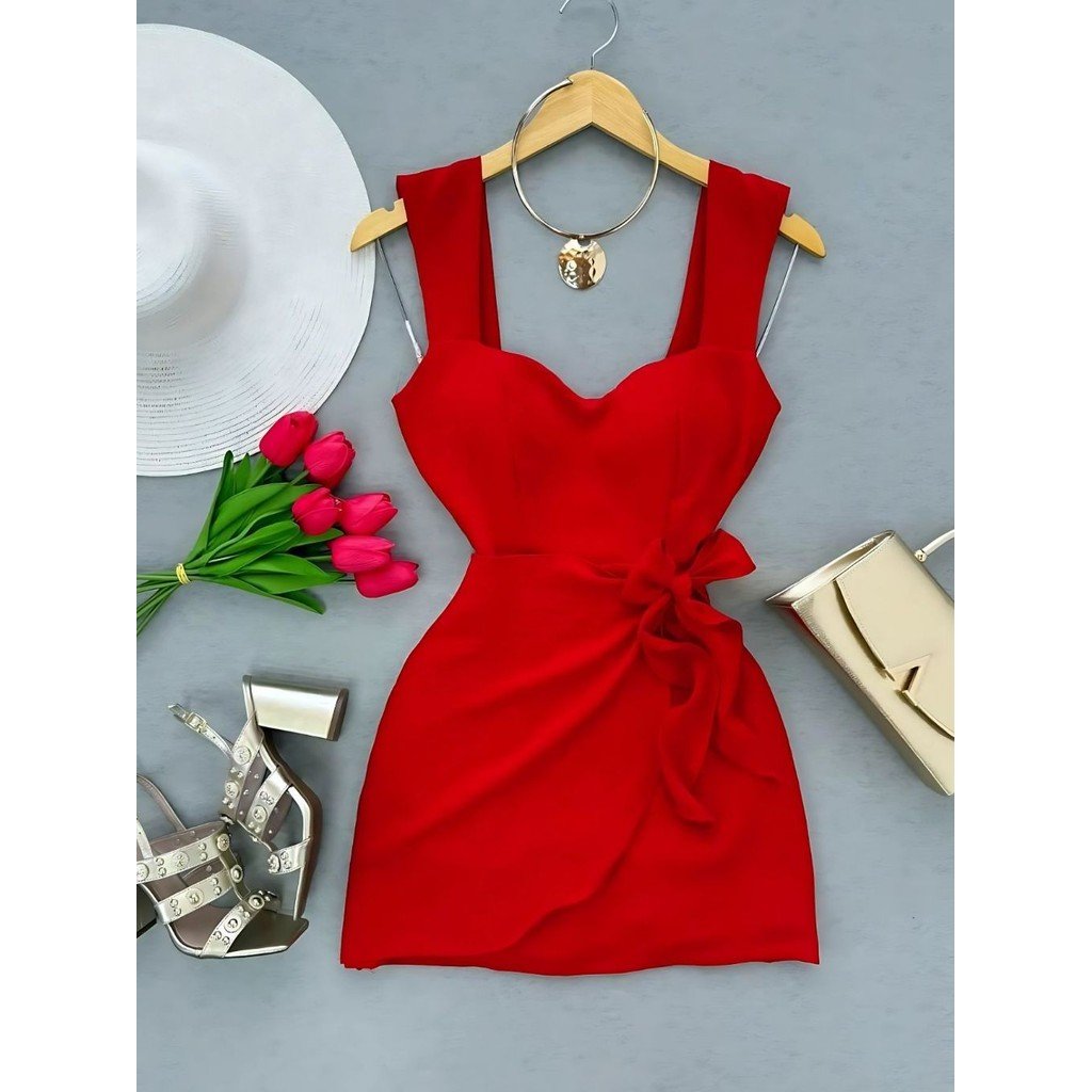 Macaquinho Short Saia: Branco, Vermelho e Bege!