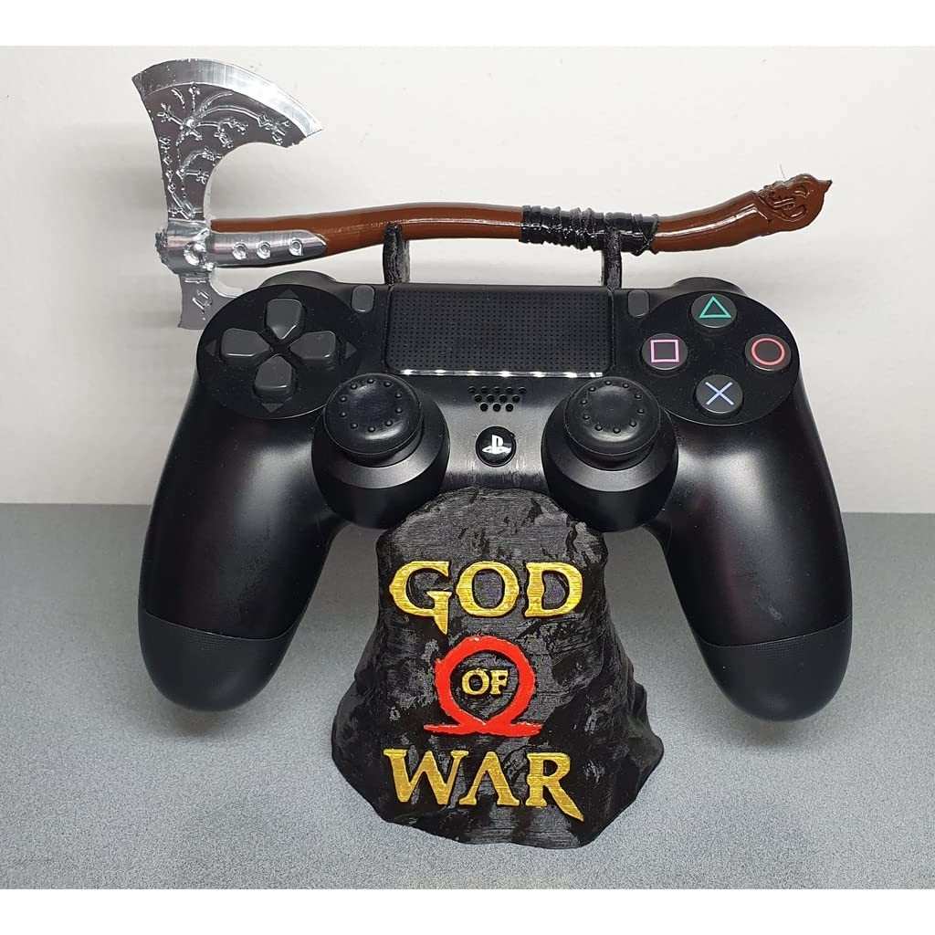 Suporte para Controle PS4 e PS5 God of War - Tema Épico com Machado Leviathan - Cor Preta