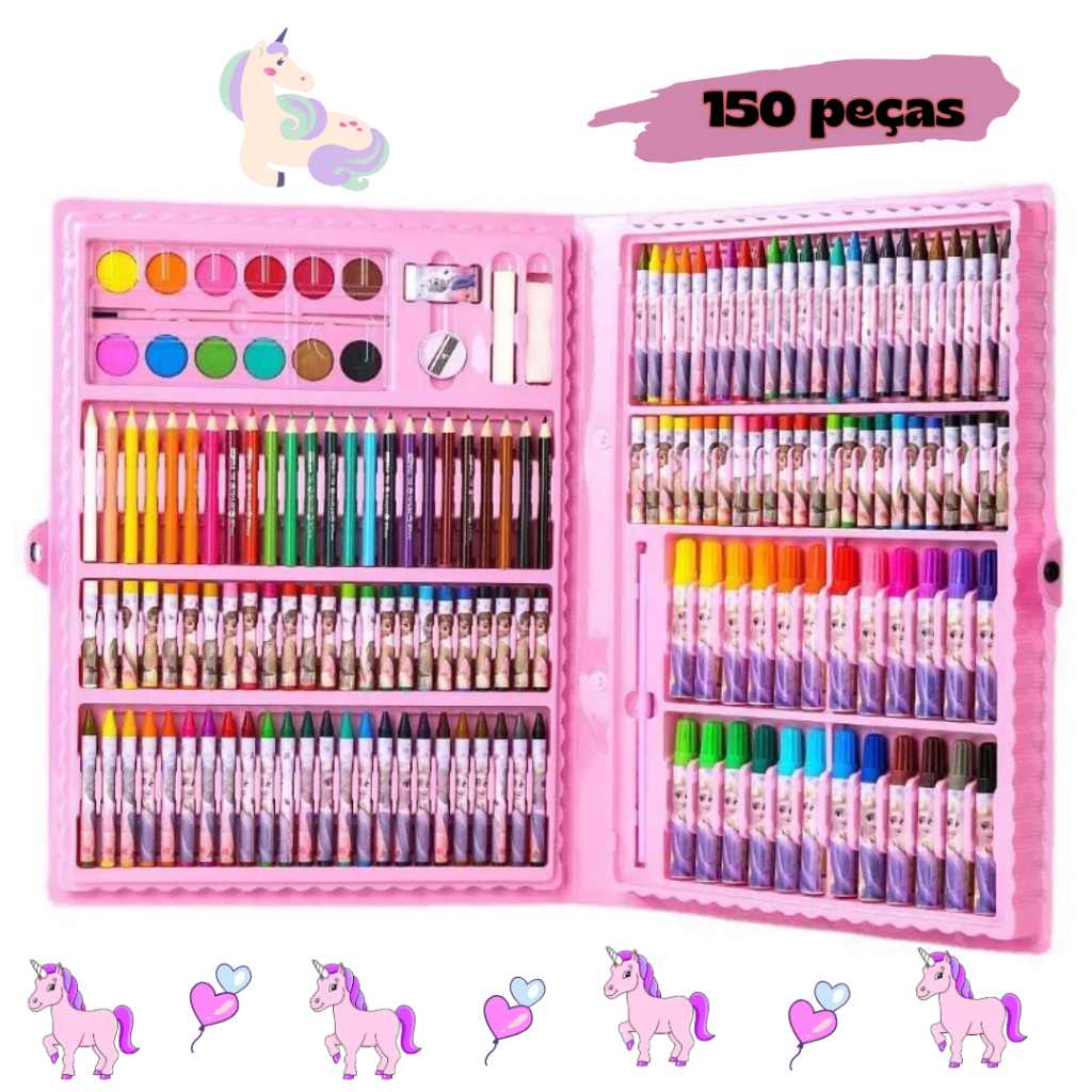 Maleta de Pintura Infantil 150 Peças para Meninas – Kit Completo de Arte e Criatividade