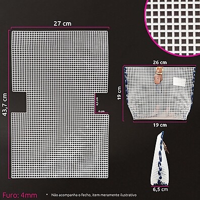 Malha Chenille para Bolsa 43,7x27cm – Prática e Versátil