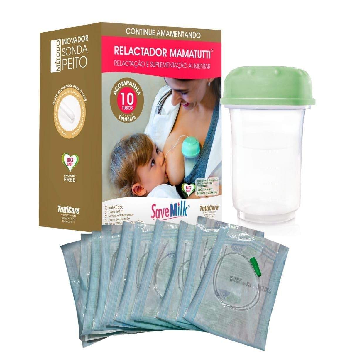 Relactador MamaTutti - Kit Completo para Suplementação e Relactação Segura | 10 Tubos, 120ml, Livre de BPA