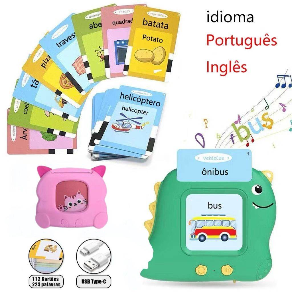 Máquina de Cartões Falante: Aprenda Inglês e Português!