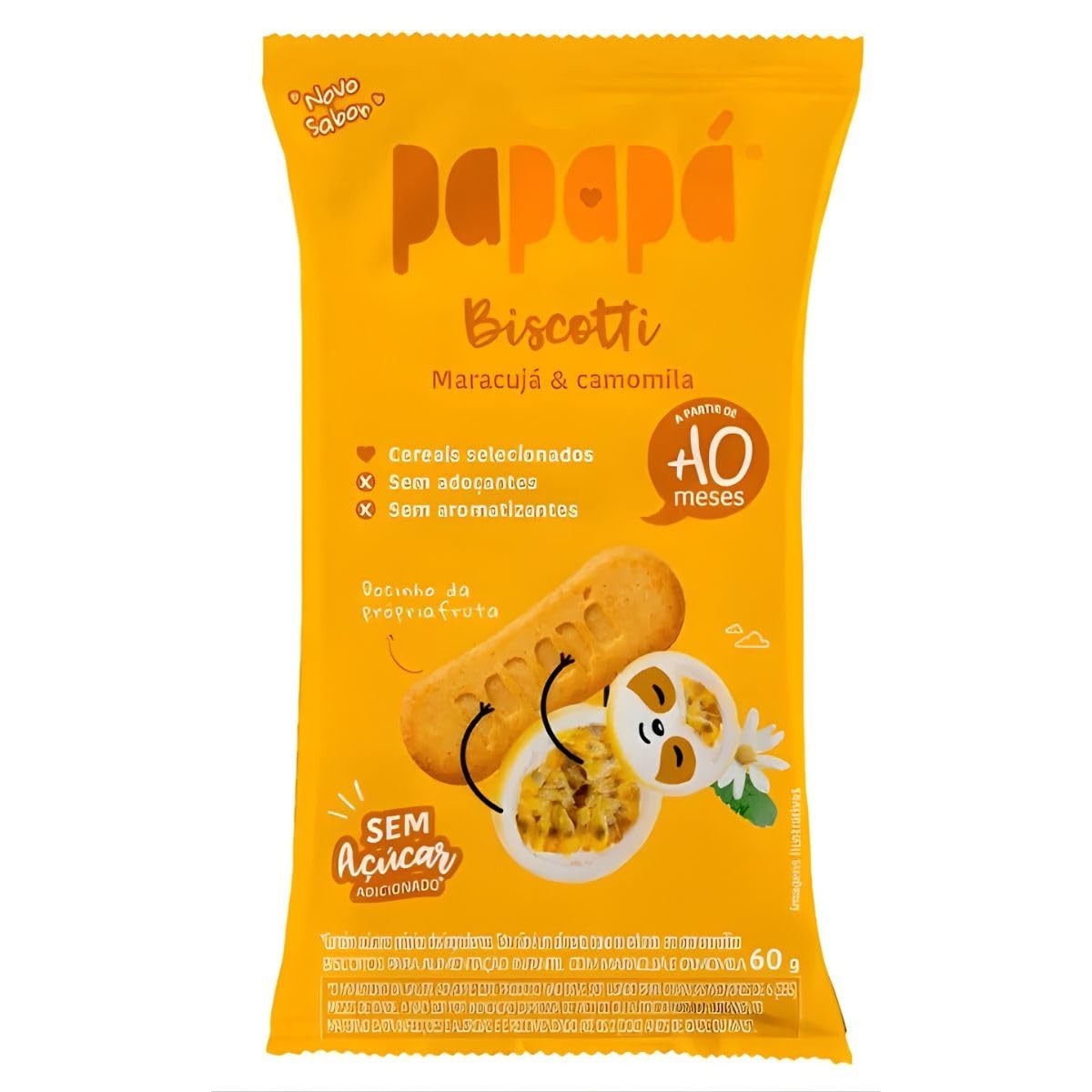 Biscoito de Maracujá e Camomila Biscotti 60g - Papapá - Sabor Refinado e Natural
