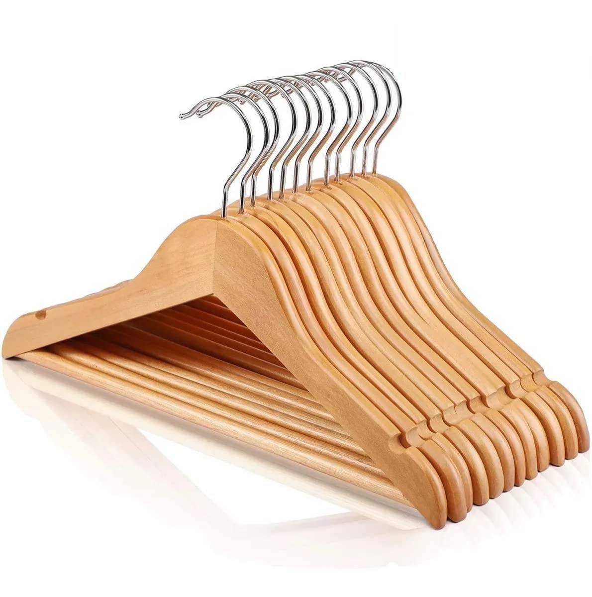 Cabides de Madeira com Acabamento Suave Marfim - 16 Unidades para Organizar seu Closet com Estilo
