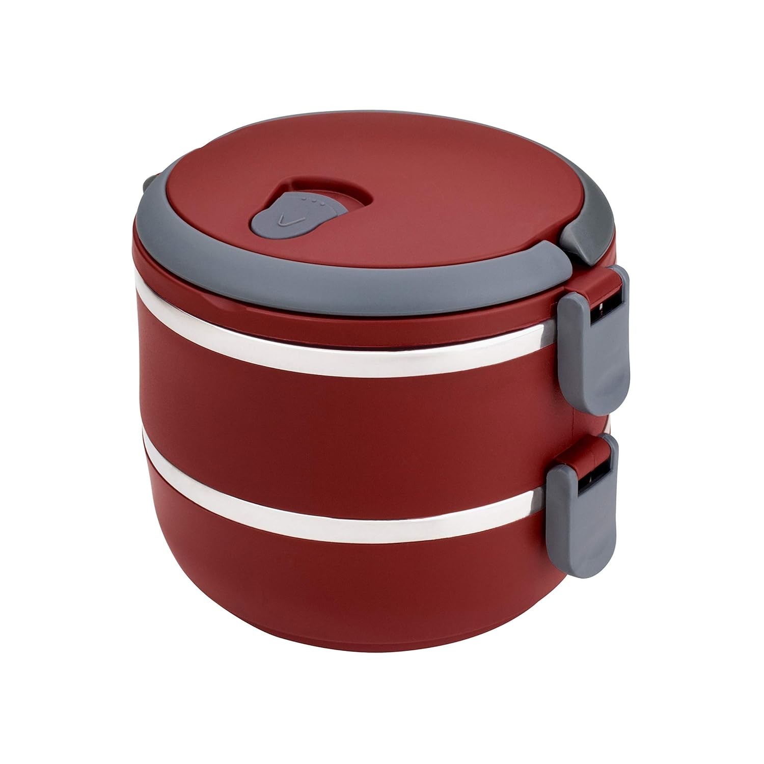 Euro Home - Marmita Dupla Lunch Box Vermelha 1,4L com Alça e Vedação | Ideal para Refeições Saudáveis