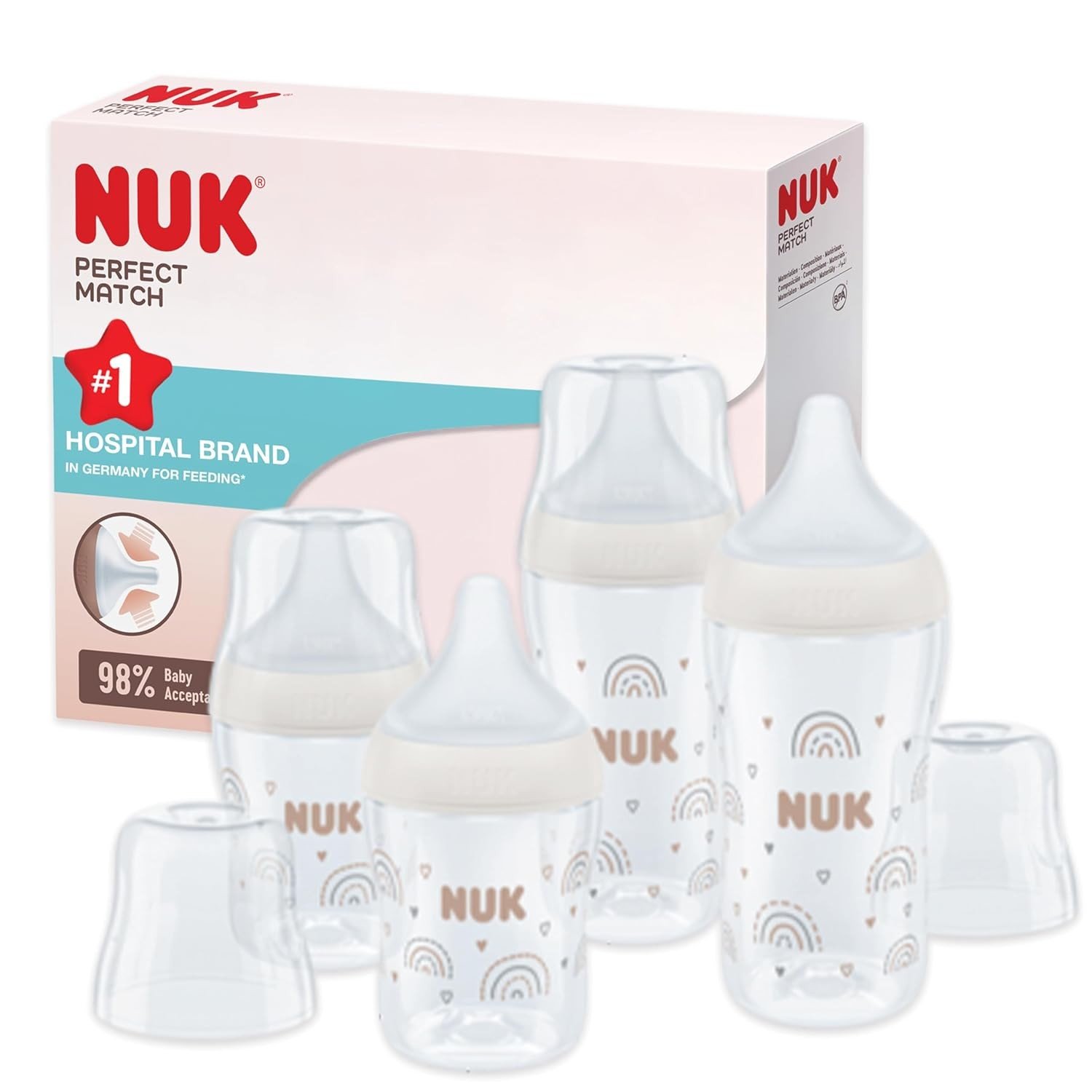 Kit Mamadeiras NUK Perfect Match com Controle de Temperatura – 2x 150ml + 2x 260ml