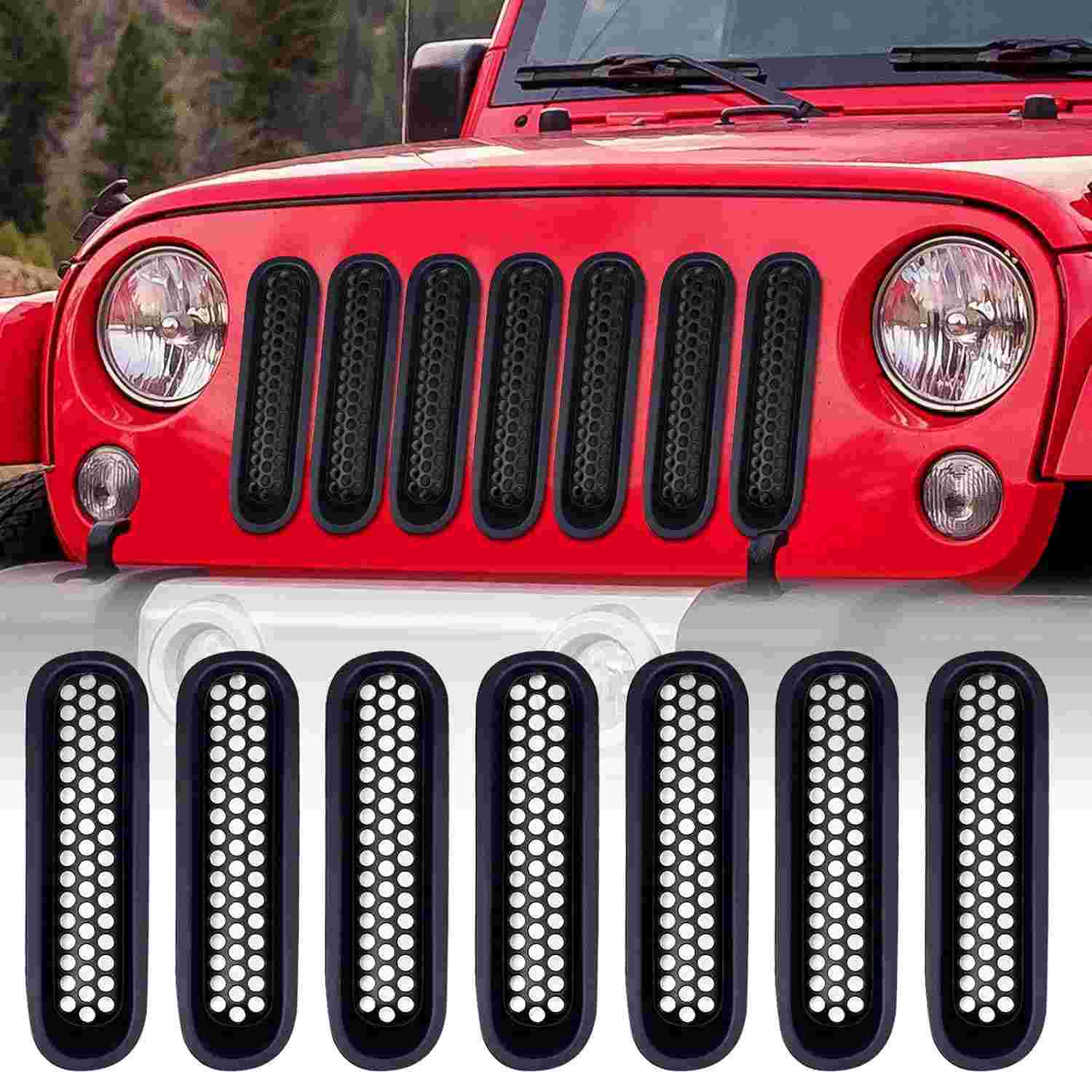 Grade Frontal Jeep Wrangler JK/JKU 2007-2017 Matte Black - Estilo e Proteção AggAuto
