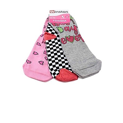 Meias Femininas Winston: Kit 3 Multicolor Conforto!