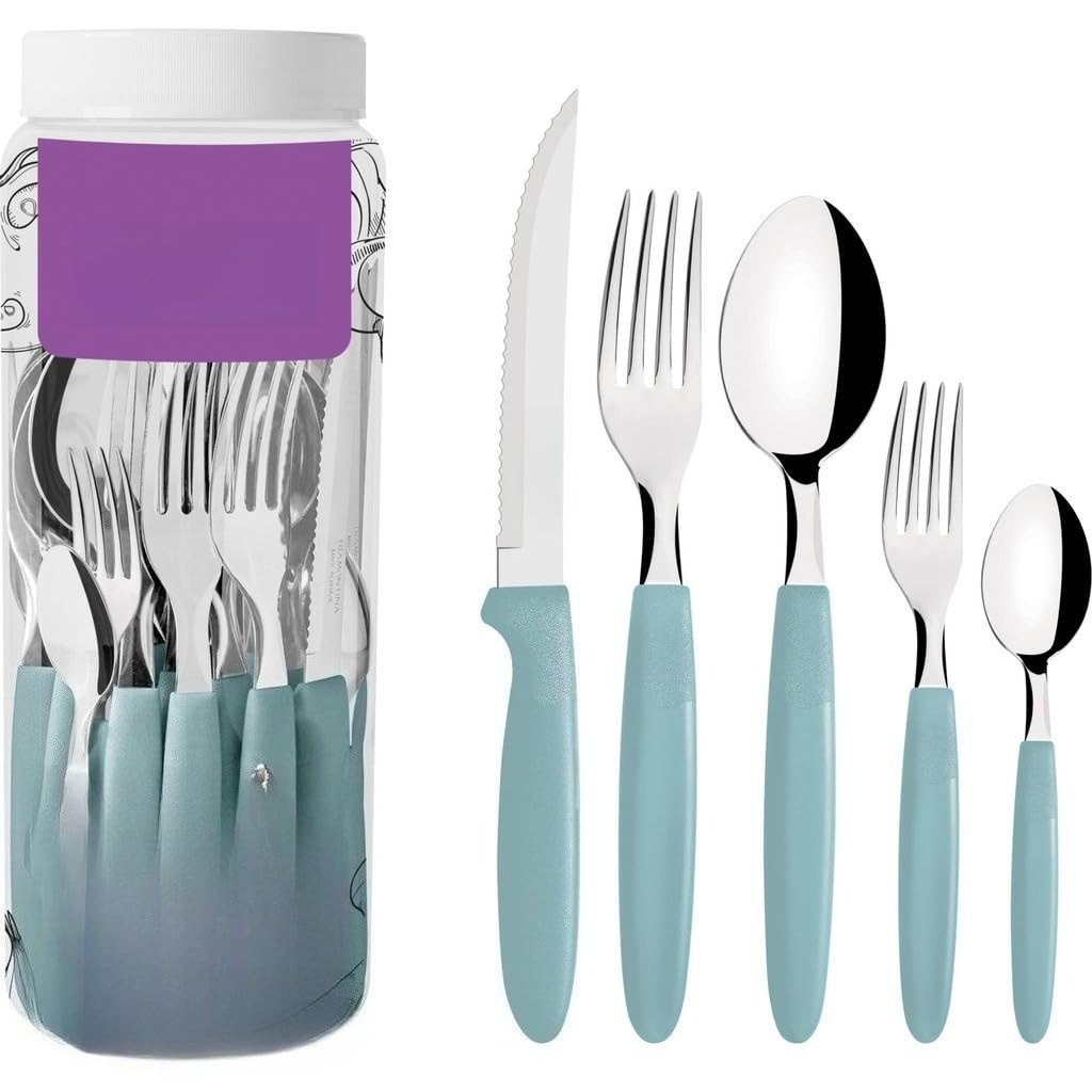 Faqueiro Aço Inox 30 Peças Menta - Conjunto Completo para Mesa Elegante