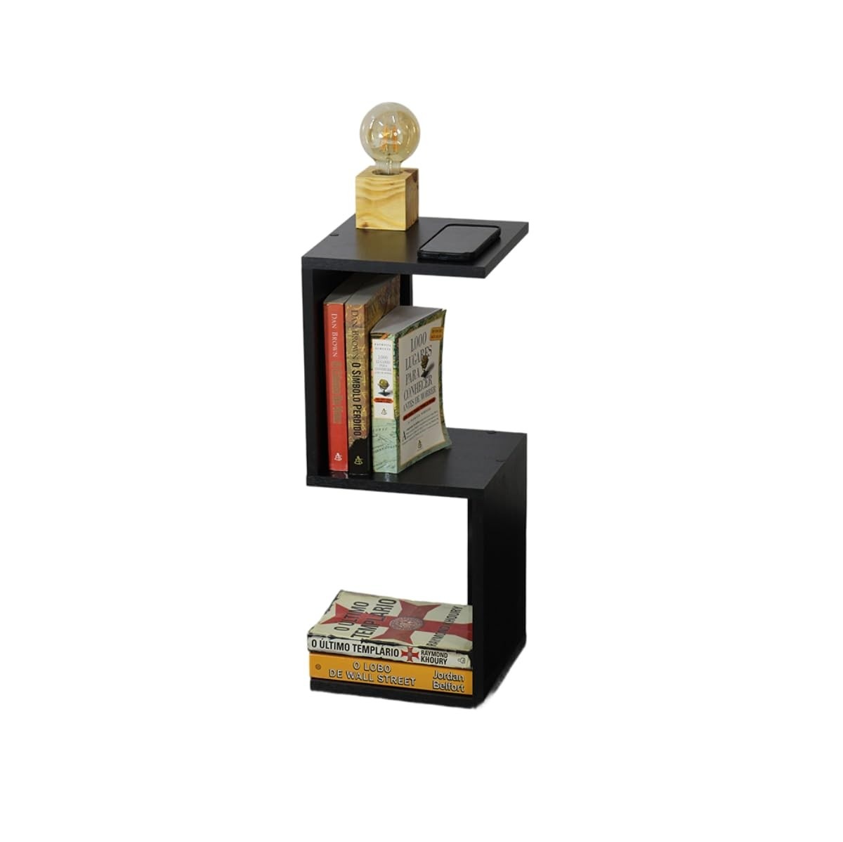 Mesa Cabeceira S 24x24x60cm - Design Moderno para Quarto com Acabamento Preto