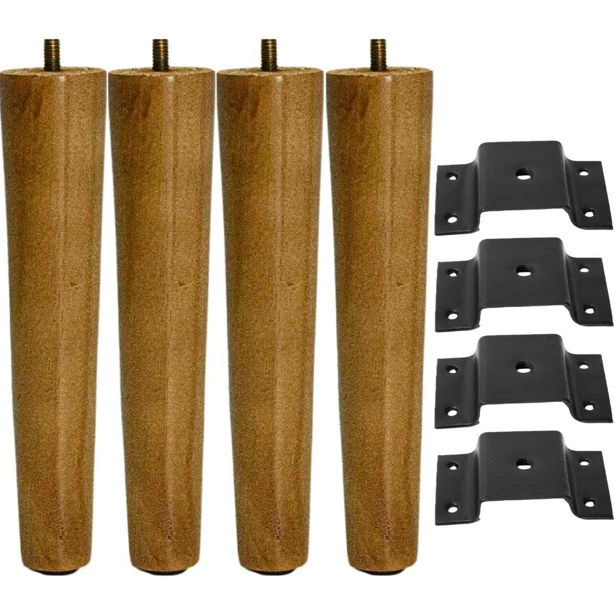 Pé Palito 20cm Amêndoa Puff Sofá Mesa Banco Recamier + Chapinha Reta (4) | Solução Moderna e Resistente para Móveis