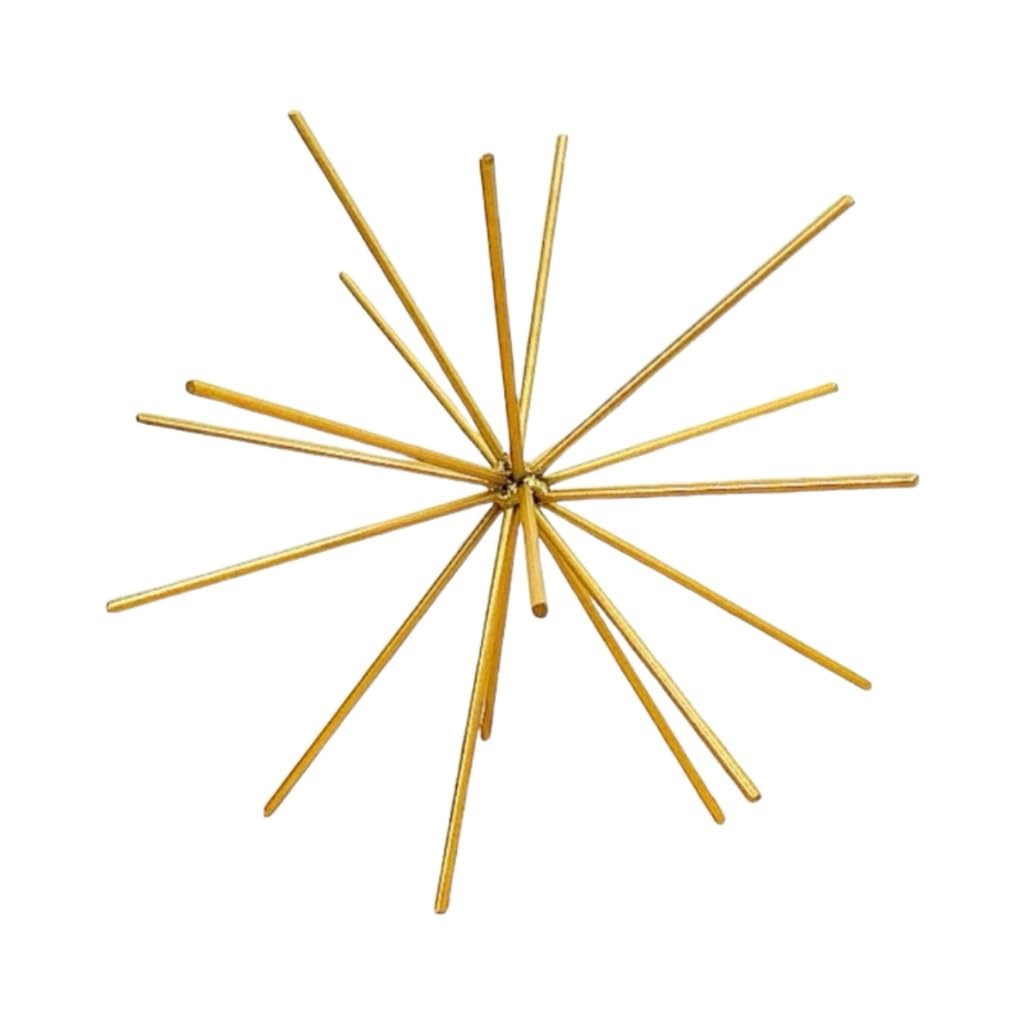 Escultura Ouriço Decorativo em Metal Dourado - Design Retrô Moderno 15 cm