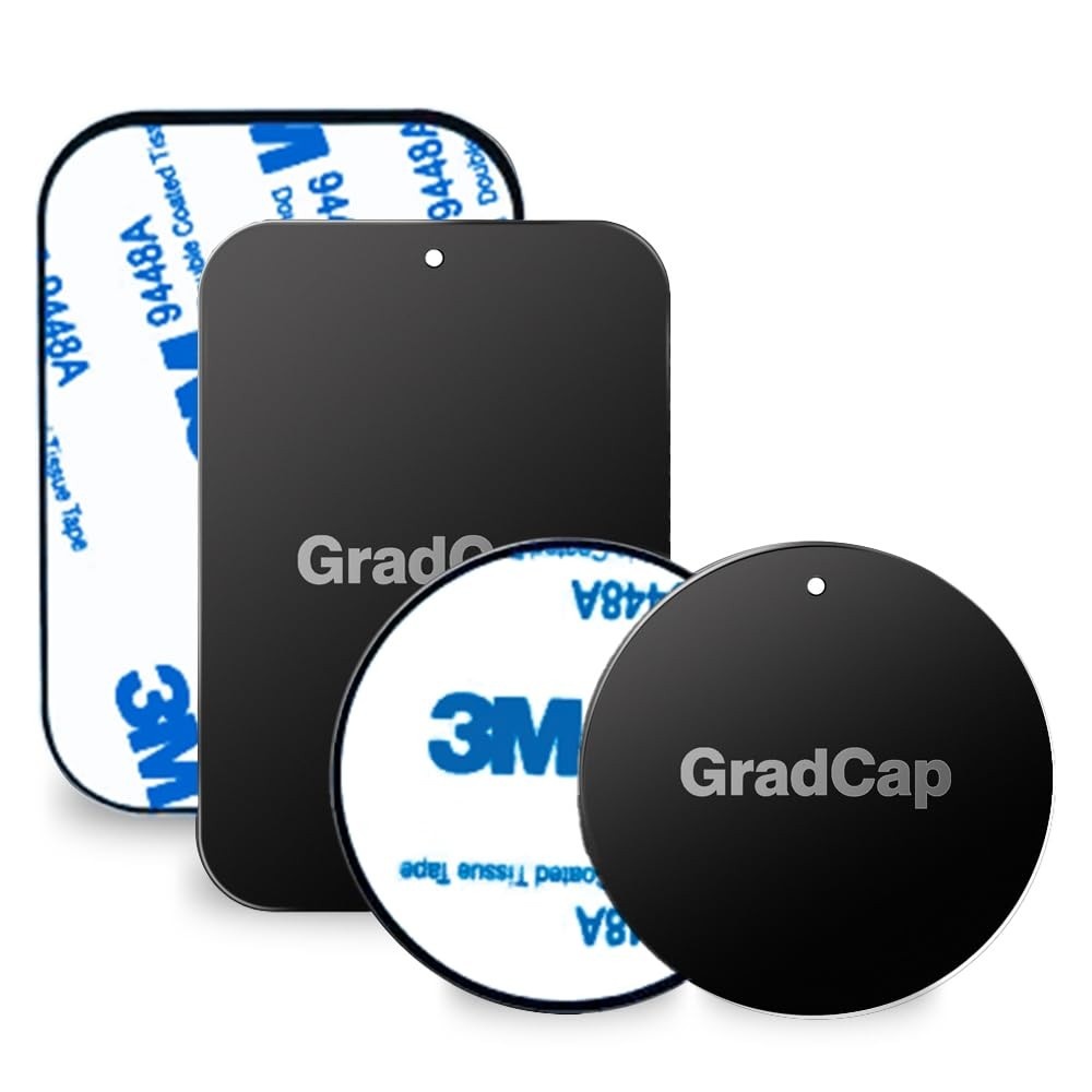 Kit 4 Placas de Metal GradCap para Suporte Magnético de Celular em Carro - Universal e Fácil Instalação
