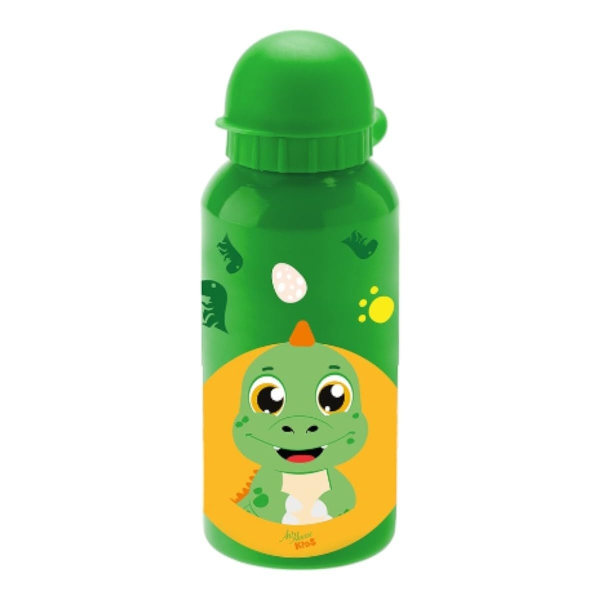Garrafa Inox Infantil Dino Verde 400ml com Tampa e Mosquetão - Meus Melhores Amigos Premium