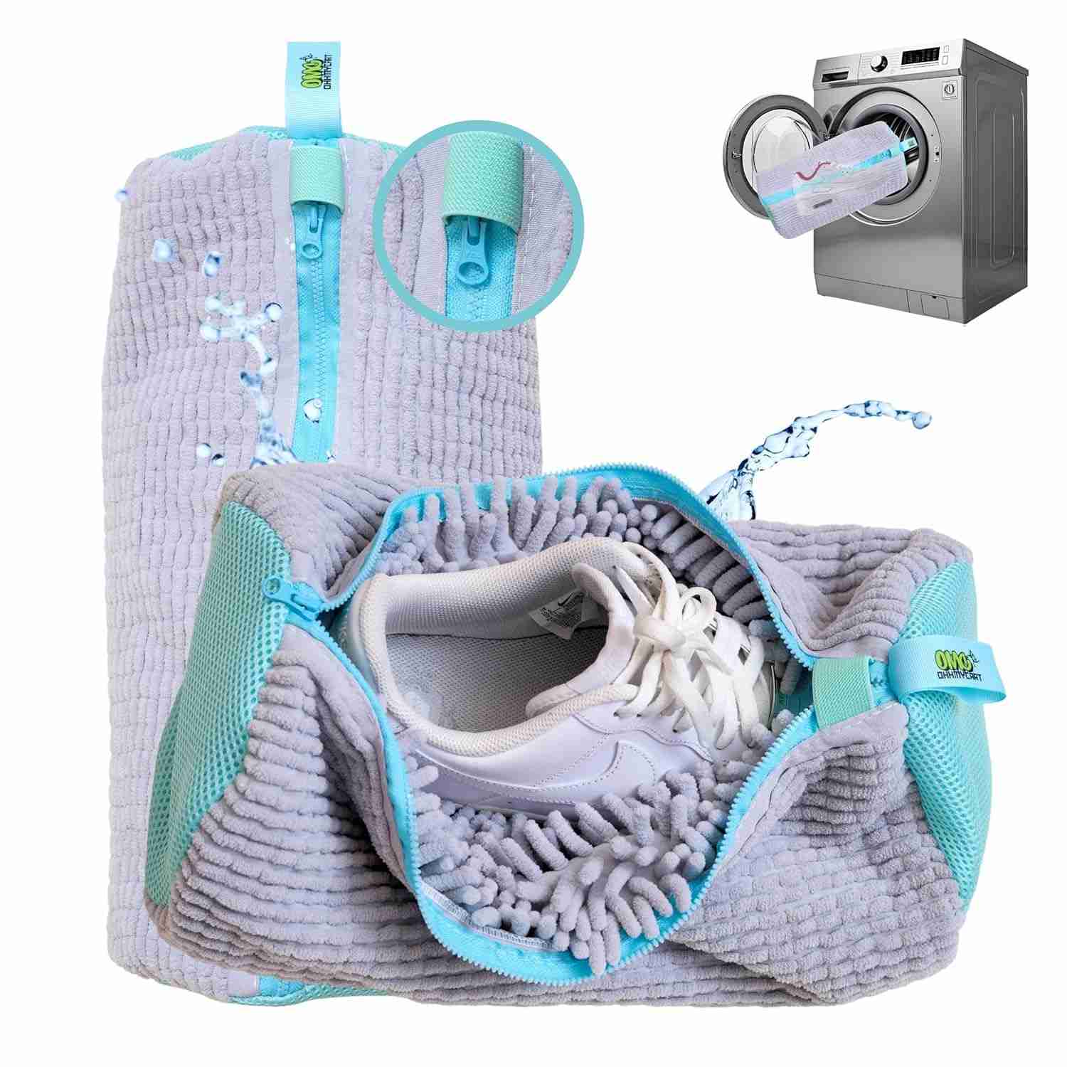 Bolsa para Máquina de Lavar Sapatos - Chenille Microfibra com Zíper YKK | Proteção Total e Limpeza Profunda