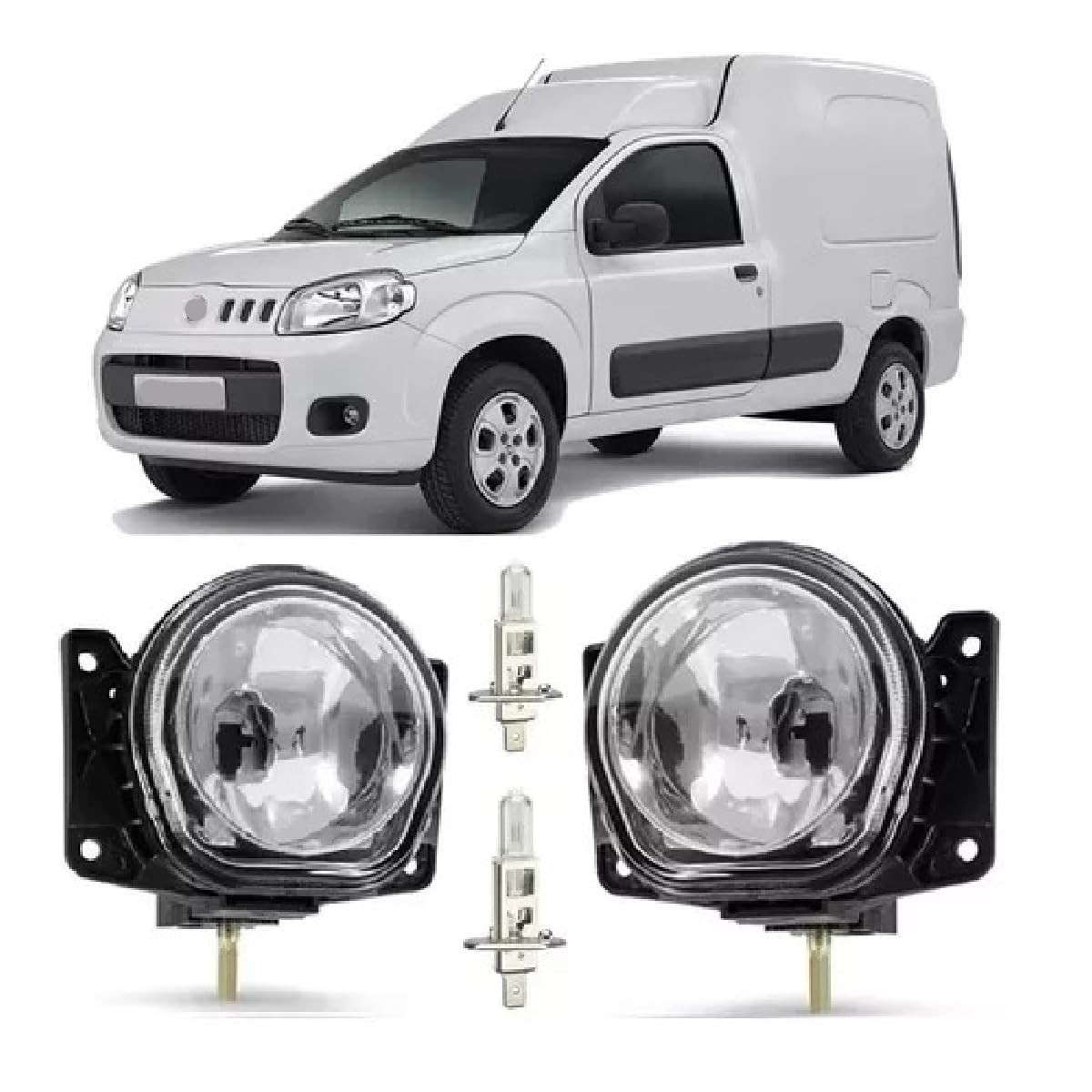 Par de Faróis de Milha para Fiat Fiorino (2014-2021) com Lâmpadas H1 Inclusas