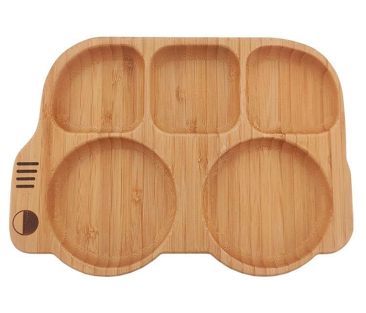 Prato Infantil com Ventosa em Bambu Mimo Style - Design Moderno e Seguro para Refeições