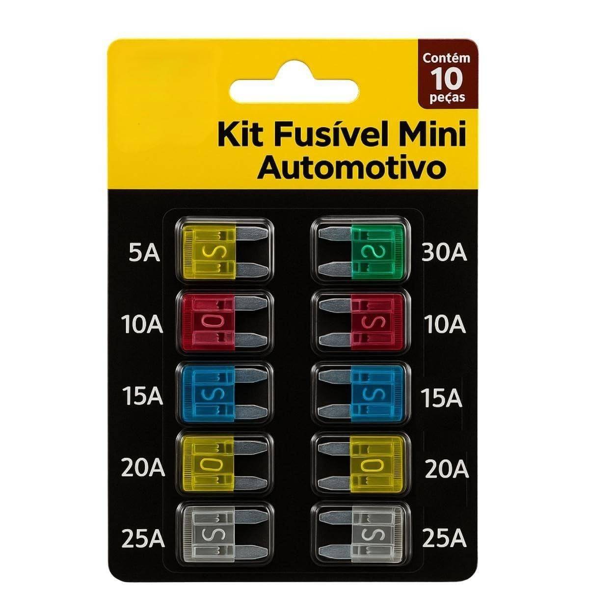 Kit 10 Fusíveis Lâmina Mini Automotivo 5A a 30A - Segurança Essencial para Carro e Moto