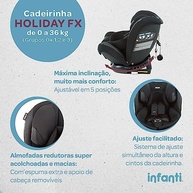 Cadeirinha Infanti Holiday FX Isofix 0-36kg Black Intense: Segurança e Conforto do Nascimento aos 10 Anos - imagem 4