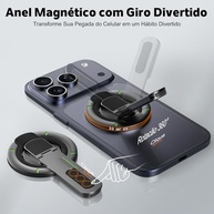 Suporte MagSafe Tobeape 3 em 1: Anel Magnético Ajustável, Anti-Estresse e Dobrável para iPhone e Smartphones (Preto) - imagem 3