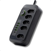 Extensão Inteligente 5 Tomadas + 4 USB + 1 USB-C 2500W 2m - Preto - imagem 1