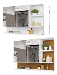 Armário Espelheira para Banheiro 1 Porta Cleópatra Branco - Design Moderno com Espelho e Resistência à Umidade - imagem 3