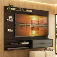 Painel para TV até 65" com 1 Porta e Prateleiras Multimóveis MP1064 - Design Moderno em Preto Grafite - imagem 1