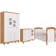 Quarto Bebê Completo Berço Americano Marquesa 3 em 1 Guarda-Roupa 4 Portas Cômoda Uli - Móveis Peroba em MDF - imagem 3