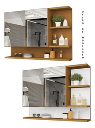 Armário Espelheira para Banheiro com 1 Porta Cleópatra Nature - Design Moderno e Funcional - imagem 4