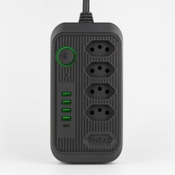 Régua de Energia 2500W: 5 Tomadas, 4 USB + 1 USB-C, Bivolt, Proteção e Cabo Reforçado 1,9m - imagem 1