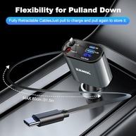 Carregador Retrátil KKMOL 4 em 1: Potência 100W, 2 Cabos e Tela de Tensão para iPhone 15, Galaxy S23 e Mais! - imagem 3