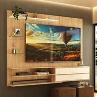 Painel para TV até 65" com 1 Porta Basculante e Prateleiras Multimóveis – Design Rustic/Branco - imagem 2