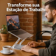 Suporte Notebook Ergonômico em Aço Carbono Ajustável 10-17.3" - Home Office e Estudos - imagem 5