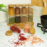 Oikos - Kit 10 Potes de Vidro 250ml com Tampa de Bambu Hermética | Armazenamento Elegante e Durável - imagem 3