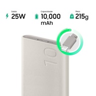 Bateria Externa Samsung 10000mAh Bege: Carga Super Rápida 25W e Duas Saídas USB-C - imagem 4