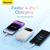 Power Bank Baseus 10000mAh: Carregador Rápido Portátil com Display LED e Cabos Integrados (USB-C e iOS) - imagem 3