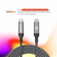 Cabo USB-C Geonav 20Gb/s: Transferência Rápida e Carregamento 100W | 1.5m Nylon Trançado - imagem 3