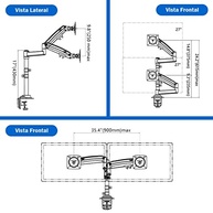 Suporte para Monitor Ajustável com Pistão a Gás - Compatível VESA 75x75 até 100x100 - imagem 3