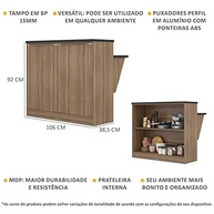 Balcão Bancada Multiuso Madeirado 106x92cm | Ideal para Cozinha, Sala e Divisória - imagem 4