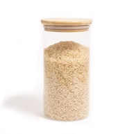 Pote de Vidro 1,1L com Tampa de Bambu Hermética - Oikos Redondo Flat - imagem 2