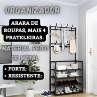 Sapateira Organizadora 4 Prateleiras 60cm com 8 Cabideiros - Armazena até 12 Pares de Sapatos - imagem 4