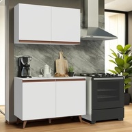 Kit Madesa Reims 120 cm com Armário Aéreo e Balcão Gabinete de Pia - Design Moderno em Branco - imagem 3