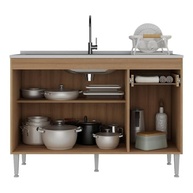 Balcão de Cozinha Paris 120cm com Acabamento Rustic e Branco - Design Moderno e Funcional - imagem 5