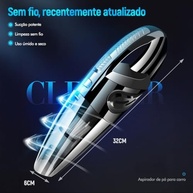 Aspirador de Pó Portátil Sem Fio 120W: Potência Máxima para Carro e Casa | Seco/Úmido, Recarregável, Filtro Lavável + 6 Acessórios - imagem 3